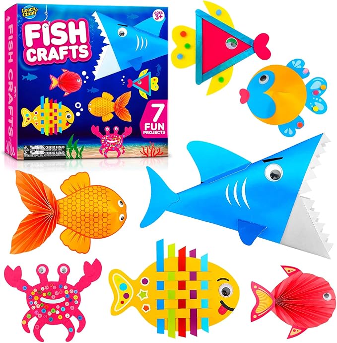 Arts and Craft Kit for Toddlers Ages 3, 4, 5 Years - Create 7 Fun Fish Characters