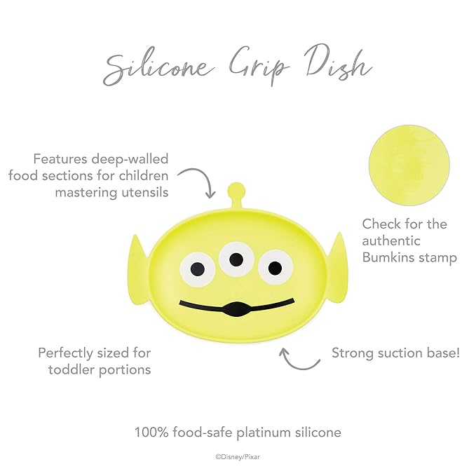 Bumkins Disney Toddler and Baby Suction Plate, Grip Dish for Babies and Kids, Baby Led Weaning, Feeding Supplies, Sticks to Tables and Highchairs, Platinum Silicone, for Children 6 Months, Toy Story