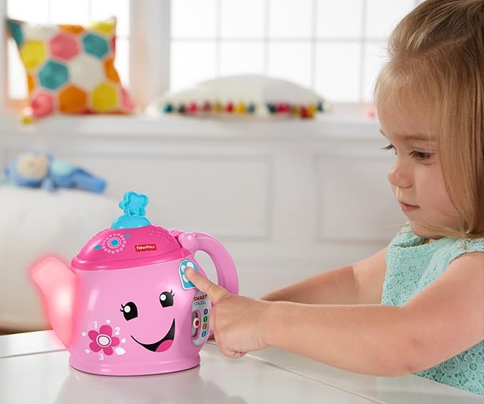 Fisher-Price Toddler Toy Laugh & Learn Sweet Manners Tea Set with Smart Stages Learning Songs for Pretend Play Kids Ages 18+ Months