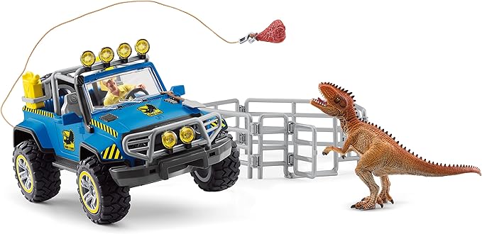 Schleich Dinosaur Toy Truck with Dino Outpost & Giganotosaurus 36- Piece Playset for Kids Ages 4+