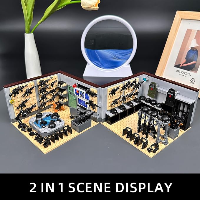 Swat Team Military Base Building Blocks Set with Army Weapons Pack,Compatible with Lego WW2 War Armory Building Toy,Ideal for Kids 6+ and Adults