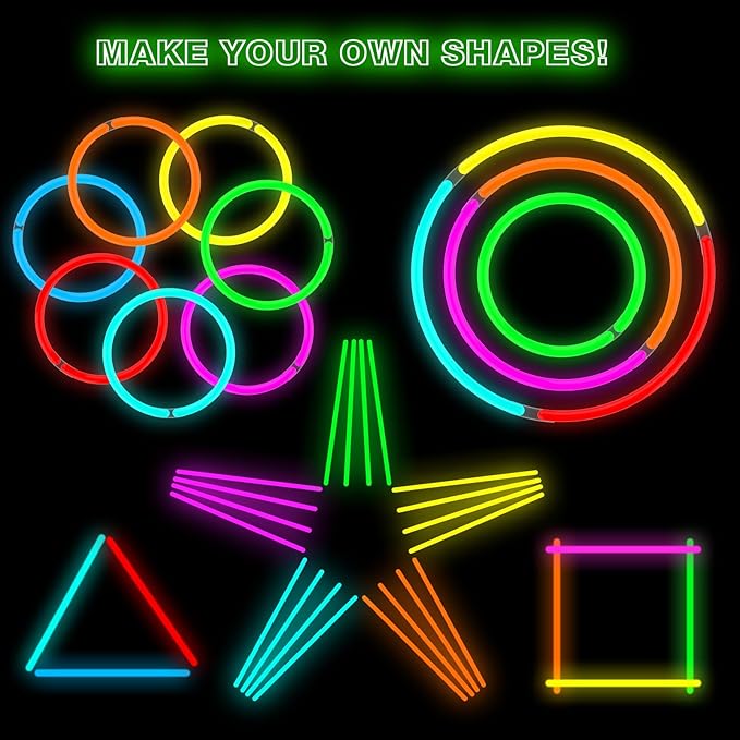 Glow Sticks Bulk - Ultra Bright 500 Party Pack with Connectors for Christmas, Neon Birthday and Holidays - Multicolor 8" Glow Sticks Necklaces Bracelet