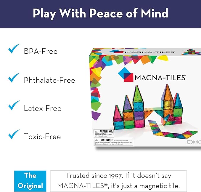 MAGNA-TILES Classic 100-Piece Magnetic Construction Set, The ORIGINAL Magnetic Building Brand