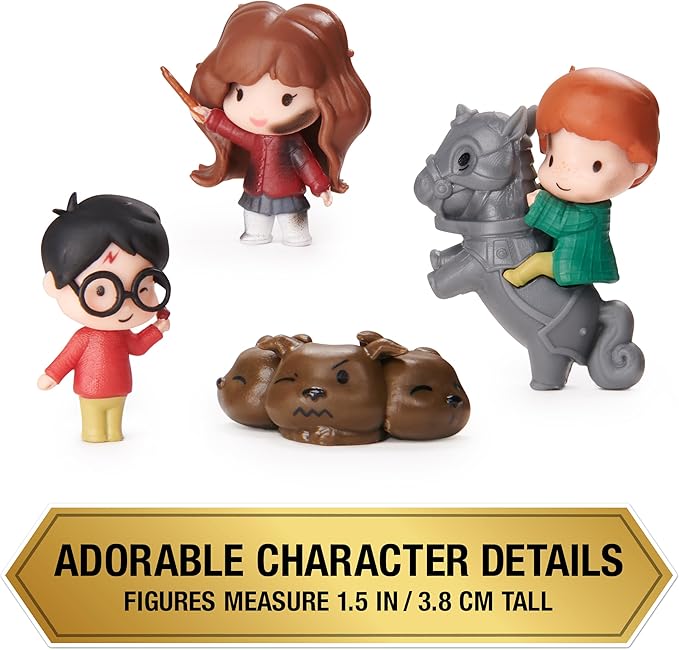 Wizarding World Harry Potter, Micro Magical Moments Scene Gift Set with Exclusive Harry, Hermione, Ron, Fluffy Action Figures & Case, Kids Toys