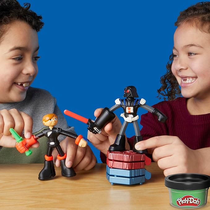 Play-Doh Star Wars Squish & Slice Lightsabers Playset, Bendy 4 Inch Luke Skywalker & Darth Vader Action Figures, Imagination Toys for 4 Year Old Boys & Girls & Up