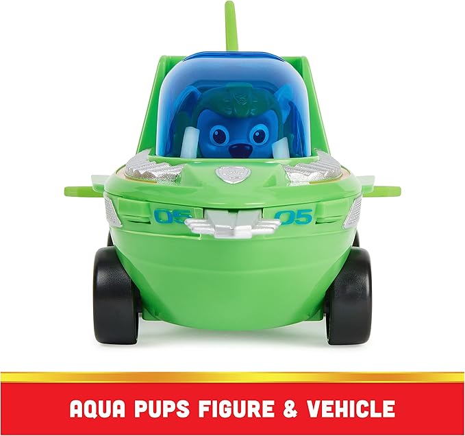 Paw Patrol Aqua Pups Rocky Transforming Sawfish Vehicle with Collectible Action Figure, Kids Toys for Ages 3 and up