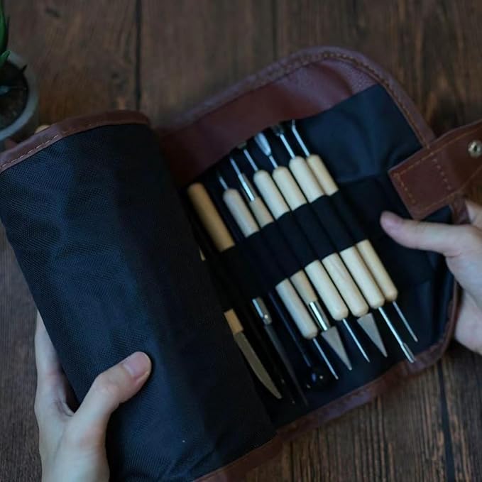 Clay Sculpting Tools,Air Dry Clay Tools,Pottery Tools,44 Pcs Double Sided Polymer Clay Tools Kit，Ceramics Tools，Modeling Clay Tools with Carrying Case Bag