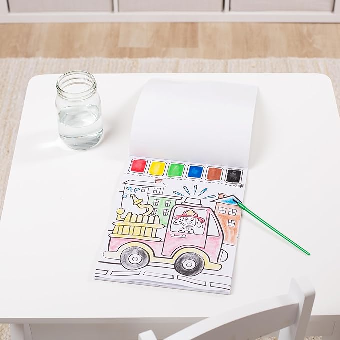 Melissa & Doug Paint With Water - Vehicles, 20 Perforated Pages With Spillproof Palettes