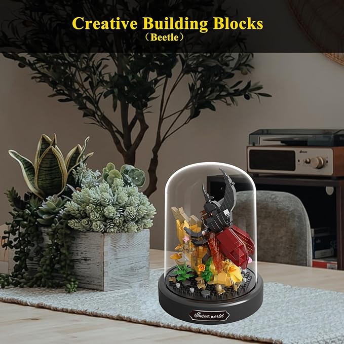 Insects Plant Bonsai Building Set,Adult Mini Animals Friend Set,Insect Collection Gift for Kids,Party Favors Bugs Building Block Kit,Valentines New Year Birthday Gift for Boys Girls(Ladybugs)