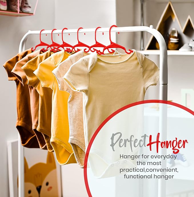 Utopia Home 60 Pack Kids Hangers - 11.5 Inch Plastic Baby Hangers for Closet - Childrens Hanger for Clothes & Infant Hanger for Closet - Ideal for Everyday Standard Use (Red)