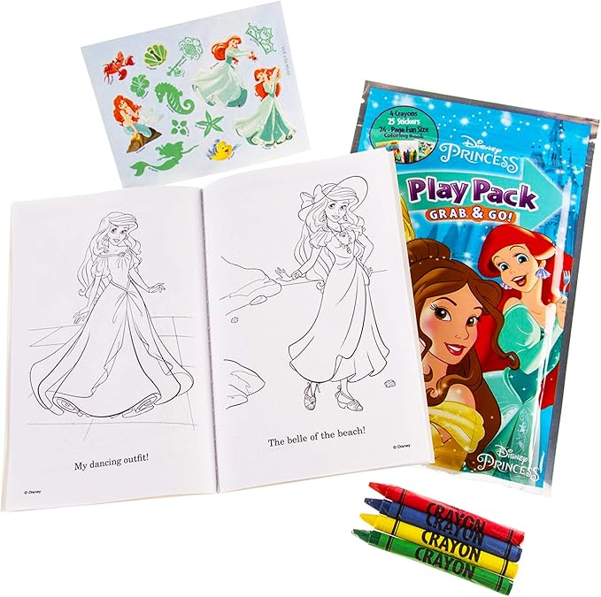 Disney Princess Paint With Water Super Set for Girls Kids Bundle ~ Deluxe Mess-Free Book with Water Surprise Brush, Mini Coloring Book, and Stickers (Disney Princess Party Supplies)