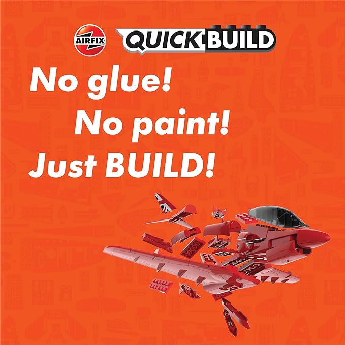 Airfix J6018 Quickbuild Model Airplane Kits for Adults & Kids - Red Arrows Hawk - Fighter Plane Plastic Model Kits, Block Building Sets, Snap Together Aircraft Models, Engineering Toys for Gifts