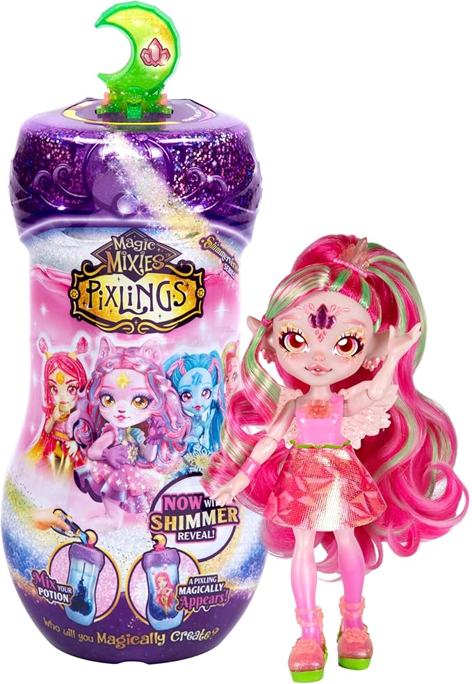 Magic Mixies Pixlings Shimmerverse Series, Create & Mix Magic Potion to Magically Reveal Faye The Fairy Pixling, This Beautiful 6.5" Shimmerverse Pixling Fashion Doll Appears Inside The Potion Bottle