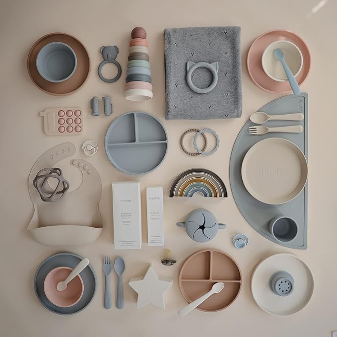 mushie Silicone Suction Bowl | BPA-Free Non-Slip Design (Stone)