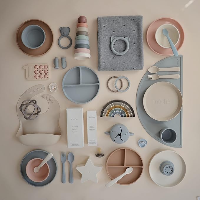 mushie Classic Silicone Suction Plate | BPA-Free Non-Slip Design (Blush)