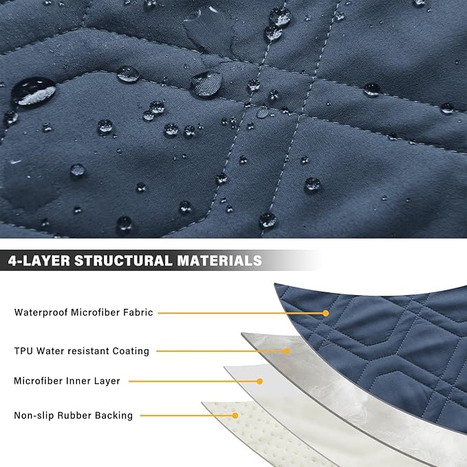 Recliner Chair Cover Sofa Slipcover Non-Slip Chair Couch Cover Machine Washable Furniture Protector with Straps for Dogs(Blue, 23inch Recliner)