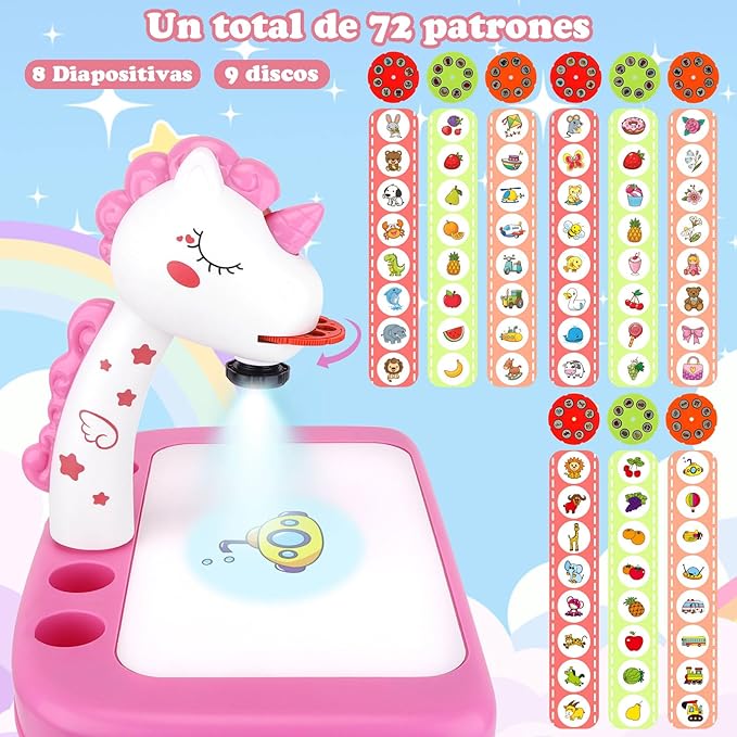 wakeInsa Drawing Projector,Arts and Crafts for Kids,Include Drawing Board,Crayons,Coloring Book,Stickers etc,Girls Unicorns Toy,Toddler Learning Toys,Unicorns Gifts for Girls,Toys for 3+ Years Old