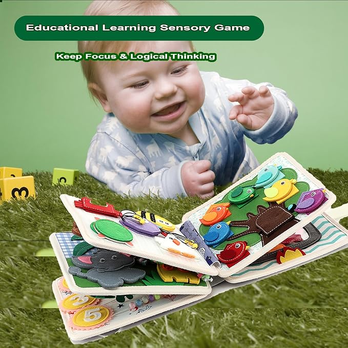 Hora de Lima Animal Busy Book for Toddlers Montessori Toys Quiet Activity Busy Board for Birthday Gift Travel Preschool Educational Sensory Learning Storytelling Games