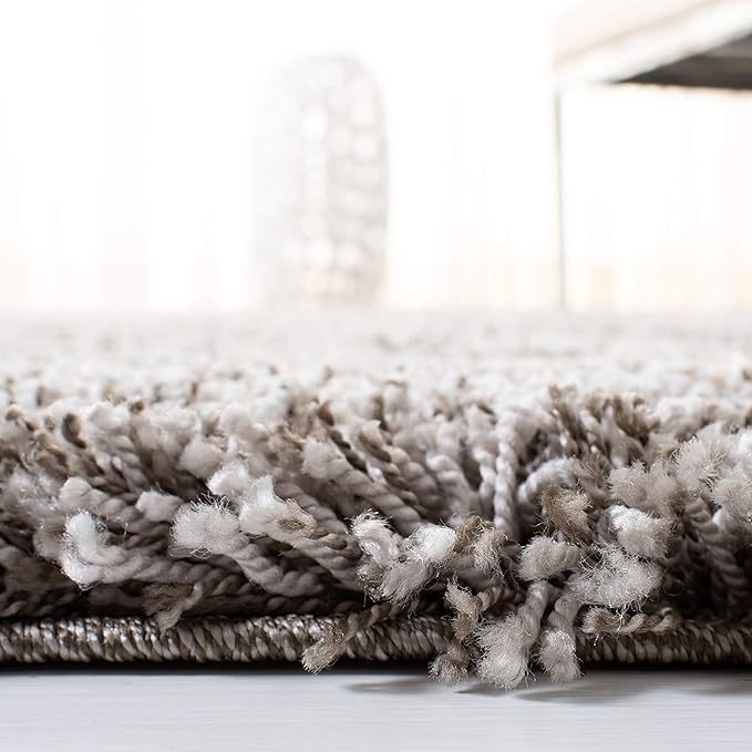 SAFAVIEH Hudson Shag Collection Area Rug - 8' x 10', Grey & Ivory, Modern Abstract Design, Non-Shedding & Easy Care, 2-inch Thick Ideal for High Traffic Areas in Living Room, Bedroom (SGH298F)