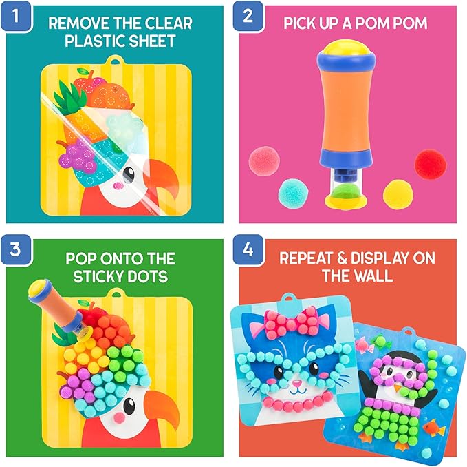Educational Insights Pom Pom Kit - Arts and Crafts for Kids, Toddler Art Supplies, Toddler DIY Sensory Activity, Gift for Girls and Boys Ages 5+