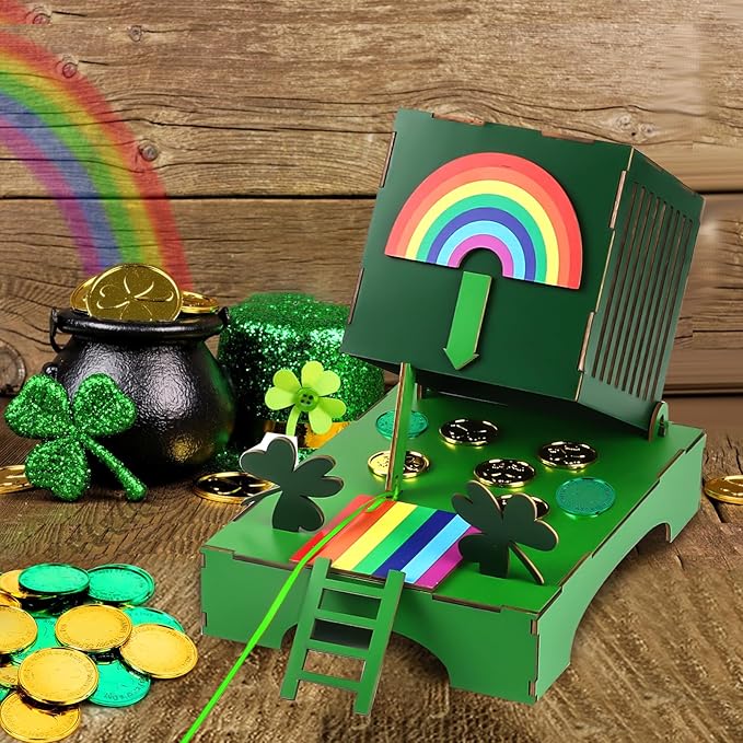 Roacasumy St Patrick's Day Leprechaun Trap Kit for Kids DIY St. Patrick's Day Wood Craft Leprechaun Kit to Make A Trap to Catch A Leprechaun, St Patricks Day Decorations Toys Gifts for Kids