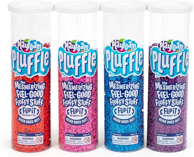 Educational Insights Playfoam Pluffle for Sensory Bins 4-Pack - Red, Pink, Blue & Purple Sensory Bin Filler for Sensory Table, Great for Sensory Play