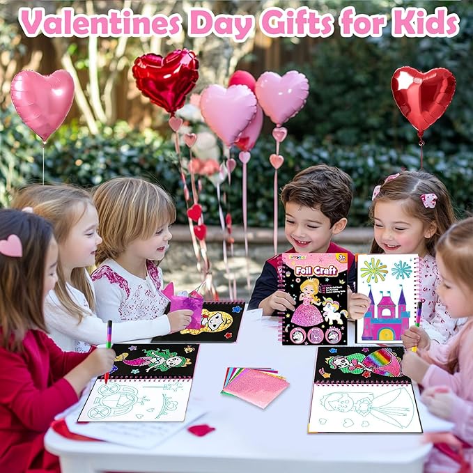 Foil Art Craft Activity for Kids: Fun DIY Toy Sticker Kit, No Mess Creative Travel Supply Set, Idea Birthday Easter Basket Stuffers Valentines Gift for Girl Boy Toddler 4 5 6 7 8 9 Year Old (Dress Up)