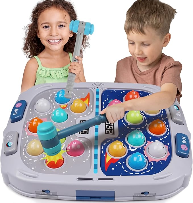 Whack Mole Game for Toddlers, Toys for 3+ Year Old Boys, Interactive Pounding Toy for Kids, 9 Speeds for Beginners/The Skilled/Experts to Challenge, 11x15 Inch Large Whacking Toy with Sound and Light
