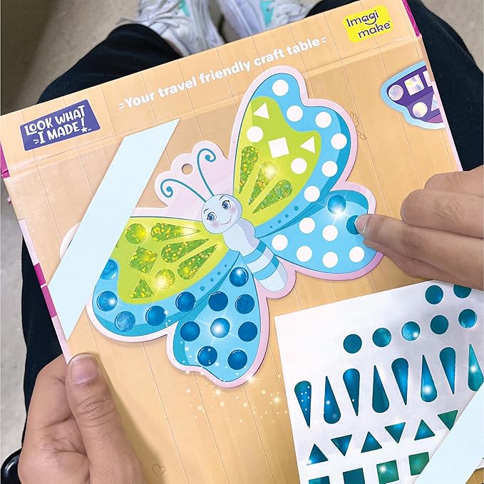 Imagimake Mirror Mosaic Butterfly & Peacock Kids Art Set | DIY Craft Kit | Foil Stickers for Kids | Mosaic Kit | Travel Toys | Birthday Gift for Girls and Boys Ages 3,4,5,6,7,8 |