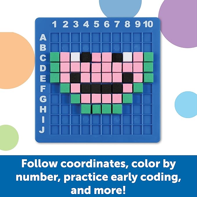 Learning Resources STEM Explorers Pixel Art Challenge, 402 Pieces, Ages 5+, STEM Toys for Kids, Coding Basics for Kids, STEM Activities for Classroom