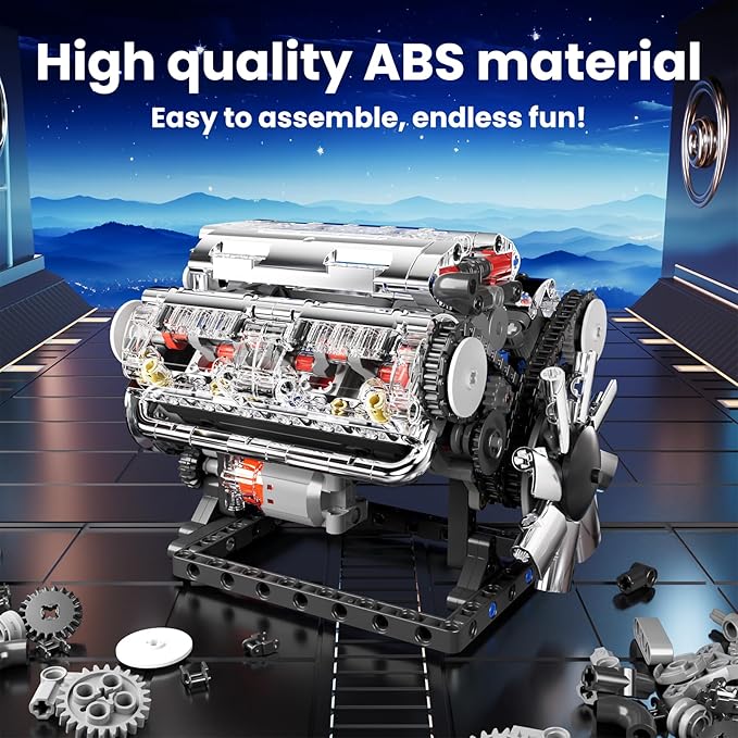 Mould King 10088 V8 Engine Model Kit Build Your Own STEM Mini V8 Model Engine Building Blocks Sets That Works for Adults & Kids Age 14+, 535Pcs