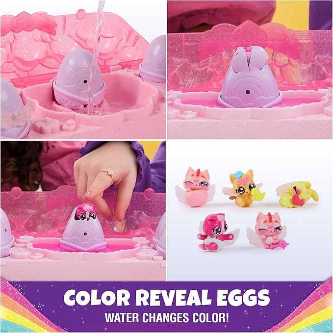 Hatchimals Alive, Rainbow Splash Egg Carton with 5 Mini Figures in Color Reveal Eggs & 10 Accessories, Kids Toys for Ages 3 and up