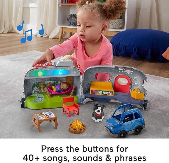 Fisher-Price Little People Toddler Toy Light-Up Learning Camper Playset with Smart Stages for Pretend Play Kids Ages 1+ Years