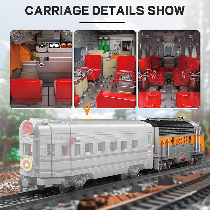 Mould King 12018 Train Building Blocks Sets, Remote/App Control EMD F7 Internal Combustion Locomotive Kits, Scale Model with Tracks for Adults Kids Children Boys Girls (1541 PCS)