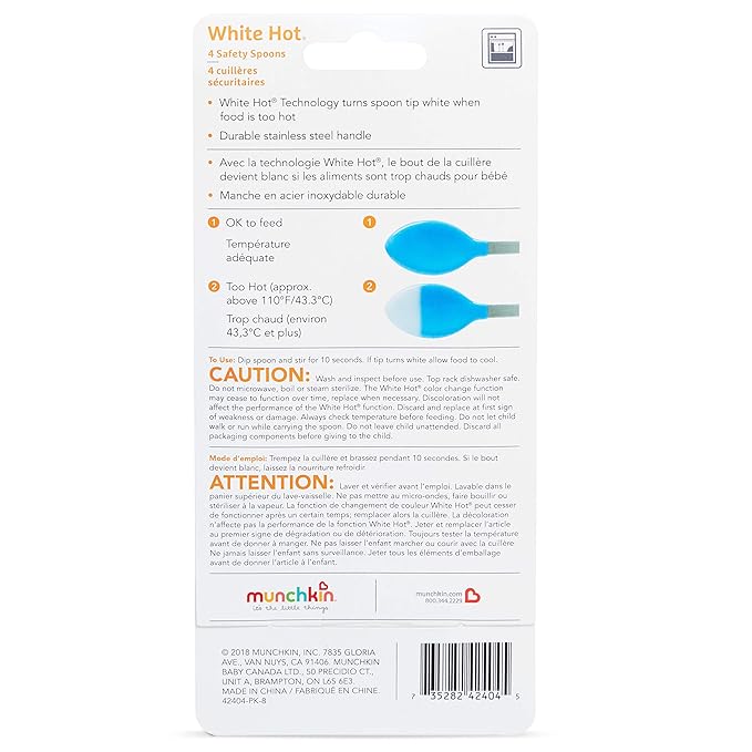 Munchkin® White Hot® Safety Baby Spoons, 4 Pack