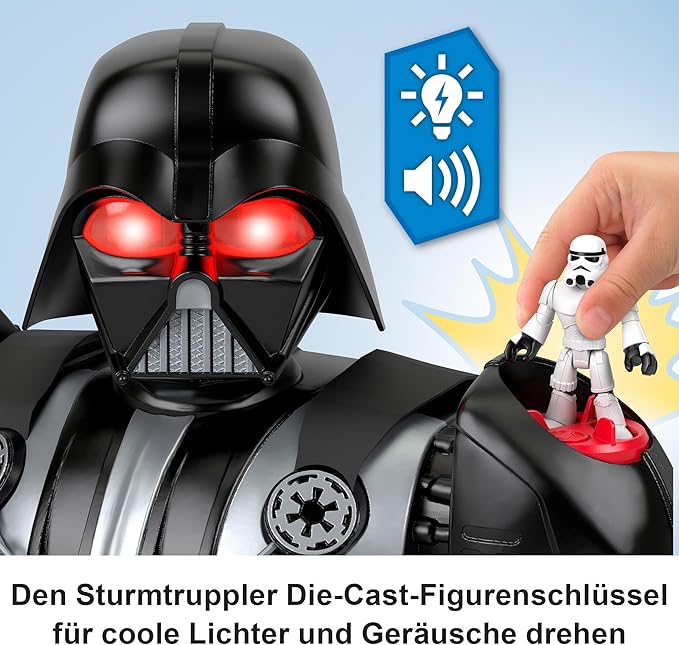 Fisher-Price Imaginext Star Wars Darth Vader Bot 2+ Ft Tall Toy, Lights Sounds & Stormtrooper Metal Character Key for Kids Ages 3+ Years