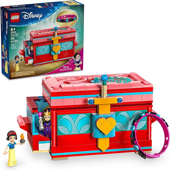 LEGO ǀ Disney Snow White’s Jewelry Box, Snow White and The Evil Queen Mini Doll Figures, Building Disney Toy for Kids, Birthday Gift for 6 Years Old Girls and Boys, Play Disney Bracelet, 43276