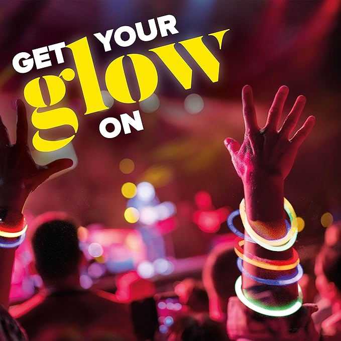 DRAGON TOO 100 Glow Sticks and Connectors Party Supplies Pack – 8 Inch Bright Glow Sticks – Fun for Kids and Adults
