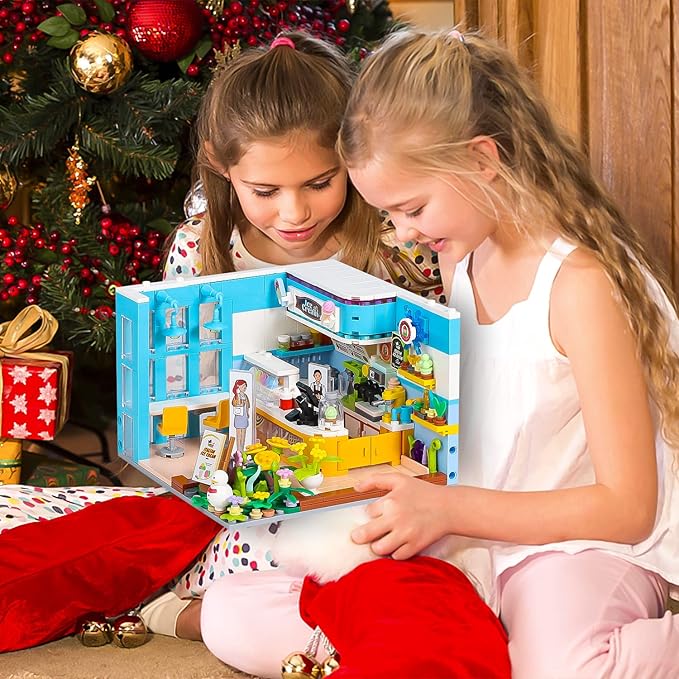 Friends House Building Block Sets, Mini Ice Cream Bar Dessert Shop Girls Friendship Playhouse Store Apartment Micro Bricks Kits Birthday Christmas Xmas Gifts for Adults Kids 8-12 6-12 6-10 7-9