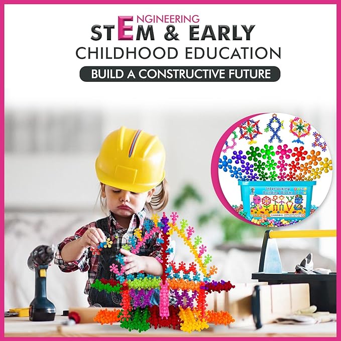 Curious 2 Learn 300 Pieces Building Blocks- Kids STEM Toys Educational Building Toys- Discs Sets Interlocking, Solid Plastic for Preschool Kids Boys and Girls Aged 3+, Creativity Kids Toys