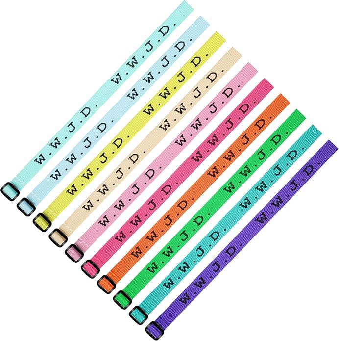 40 Pcs WWJD Bracelets What Would Jesus Do Religious Christian/ Friendship Bracelets Colorful Woven Wristbands for Men Women Boys Girls, 20 Styles