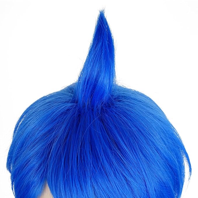 Probeauty Short Blue Wig for Kids Child Layered Anime Costume Wig for Halloween Cosplay Party