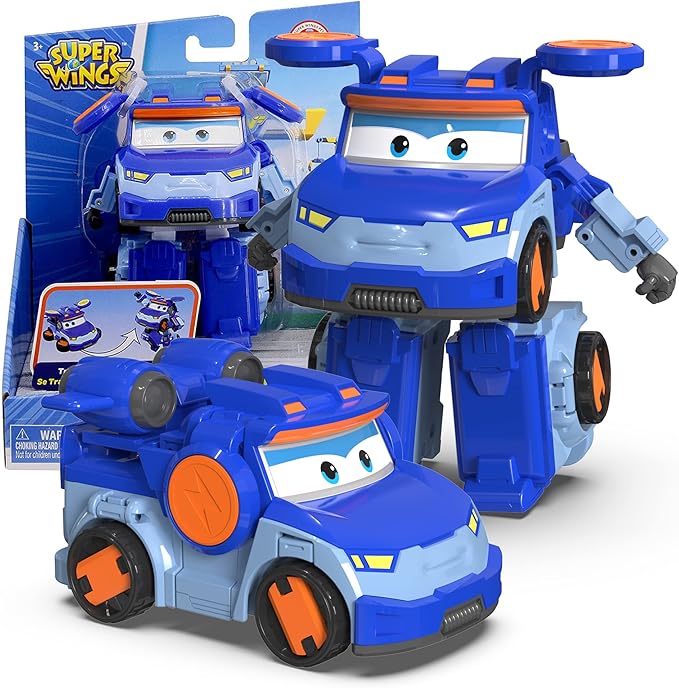 Super Wings - 5" Transforming Leo Airplane Toys Action Figure | Airplane to Robot | Season 5 New Character | Fun Toy Plane for 3 4 5 Years Old Boys and Girls | Preschool Birthday Gift for Kids , Blue