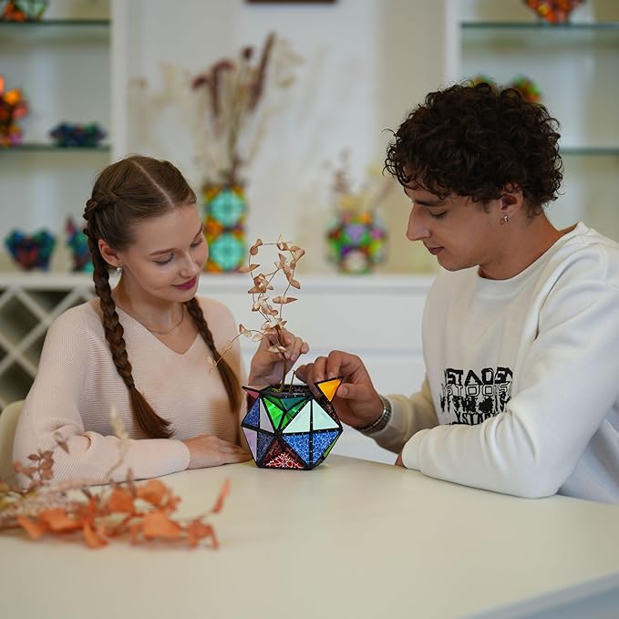 TOSY Magnet Pyramid - 1 Cube Transforms into 1 Billion Shapes (Heart, Rose, Chocolate box), 243 Rare Earth Magnets, Glowing, Puzzle Toy, Easter Valentine Gift for him for her, mixed set 1 Stone 1 Glow