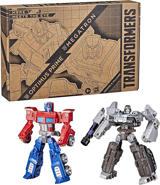 Transformers Toys Heroes and Villains Optimus Prime and Megatron 2-Pack Action Figures - for Kids Ages 6 and Up, 7-inch (Amazon Exclusive)