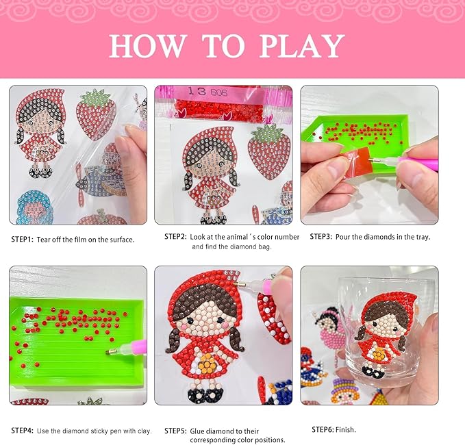 sinceroduct 84Pcs Diamond Stickers Kits for Kids, Mosaic Sticker Art Kits, DIY 5D Gem Sticker Gem Art and Craft Kits for Girls Boys Kids and Adult Beginner