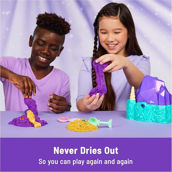 Kinetic Sand, Mermaid Crystal Playset, Over 1lb of Play Sand, Gold Shimmer Sand, Storage and Tools, Sensory Toys for Kids Ages 3 and up