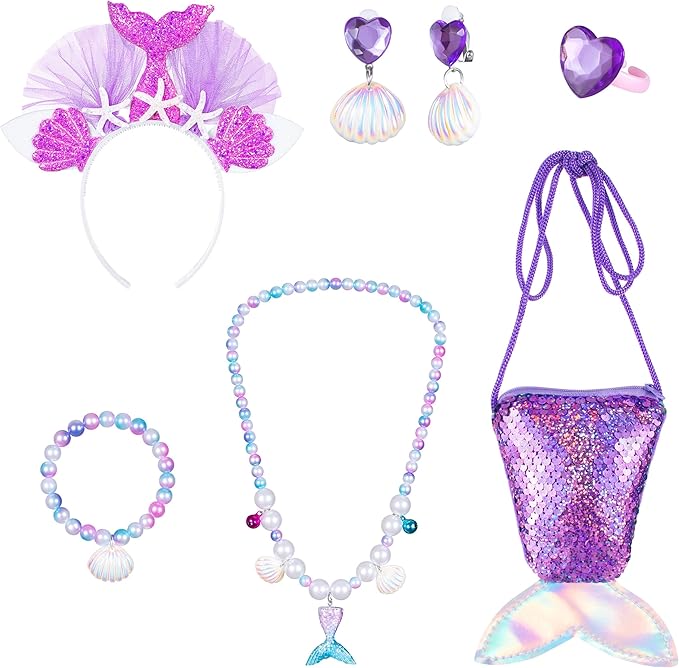 Little Mermaid Tutu Dress for Girls - Princess Mermaid Ariel Costume with Accessories