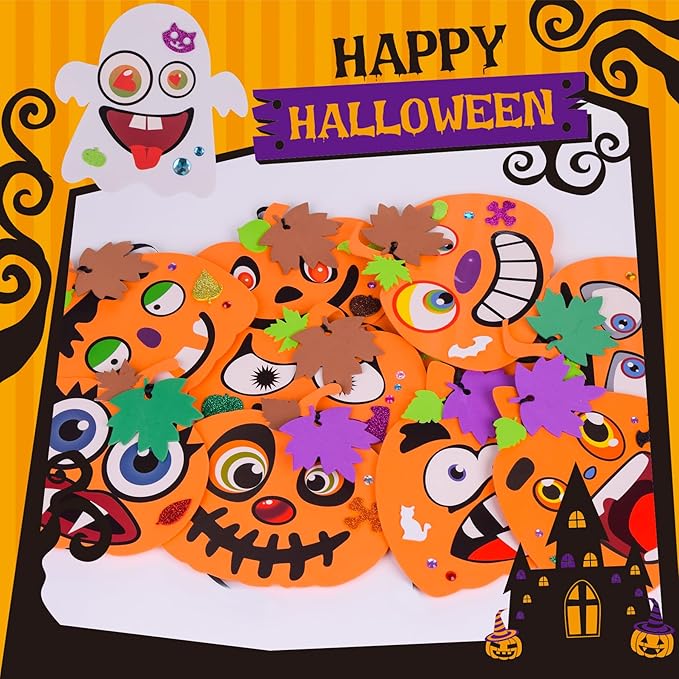 Thanksgiving Pumpkin Foam DIY Craft Set,330 Pc Fall Pumpkin Ghost Spider Bat Autumn Pumpkins Crafts Favors Supplies for Kids DIY, Halloween Witch Craft Kit for Kid Classroom Party Activities