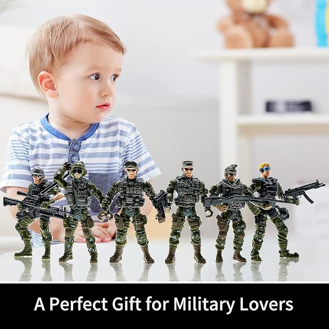 Army Men Action Figures Set, Include 12 Toy Soldiers with Digital Camo and Millitary Weapons-US Army Special Forces Group Toys for Kids Boys, Best Age 4-7 Year Old